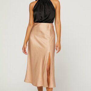 GB Long Skirt with Slit Champagne Color Size Small NWT